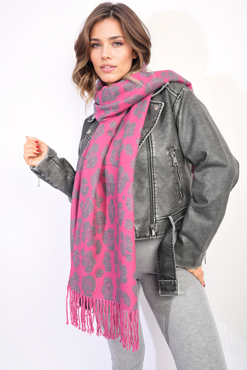 Saira Animal Print Scarf with Tassel