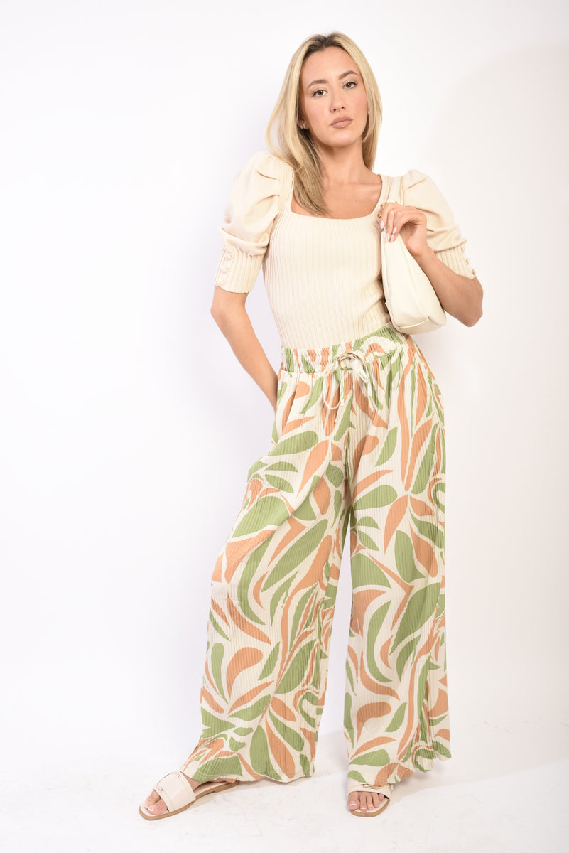 Abstract Pattern Wide Leg Trousers