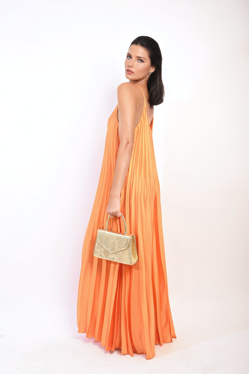 Ariana Pleated Strappy Maxi Dress