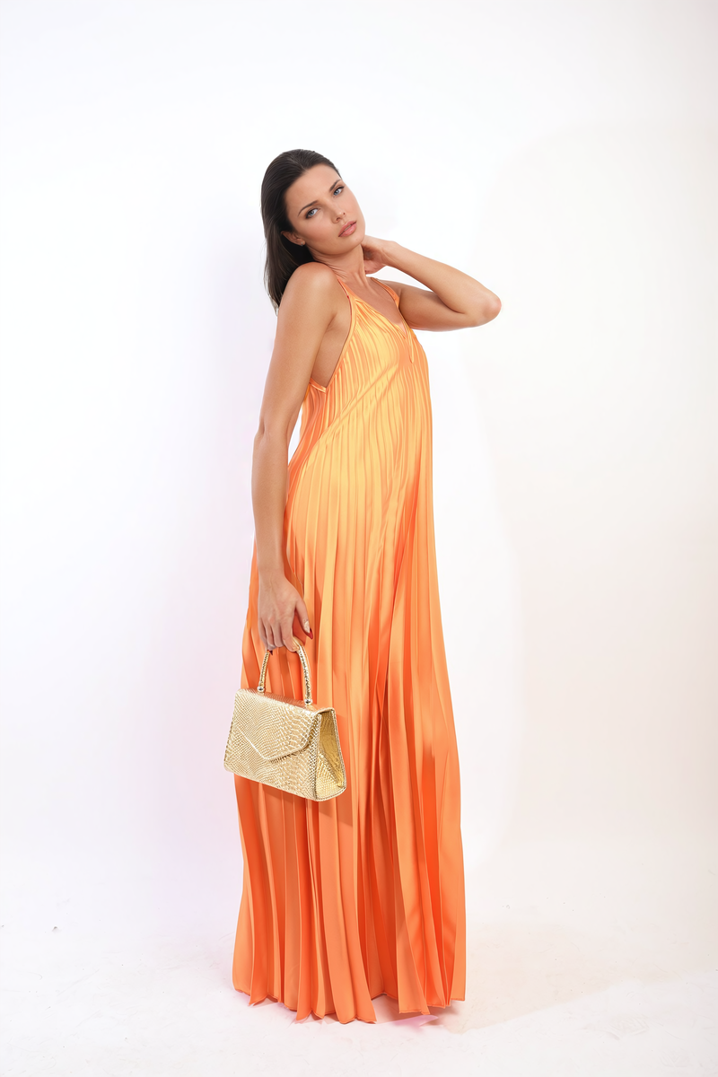 Ariana Pleated Strappy Maxi Dress