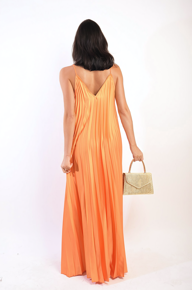 Ariana Pleated Strappy Maxi Dress