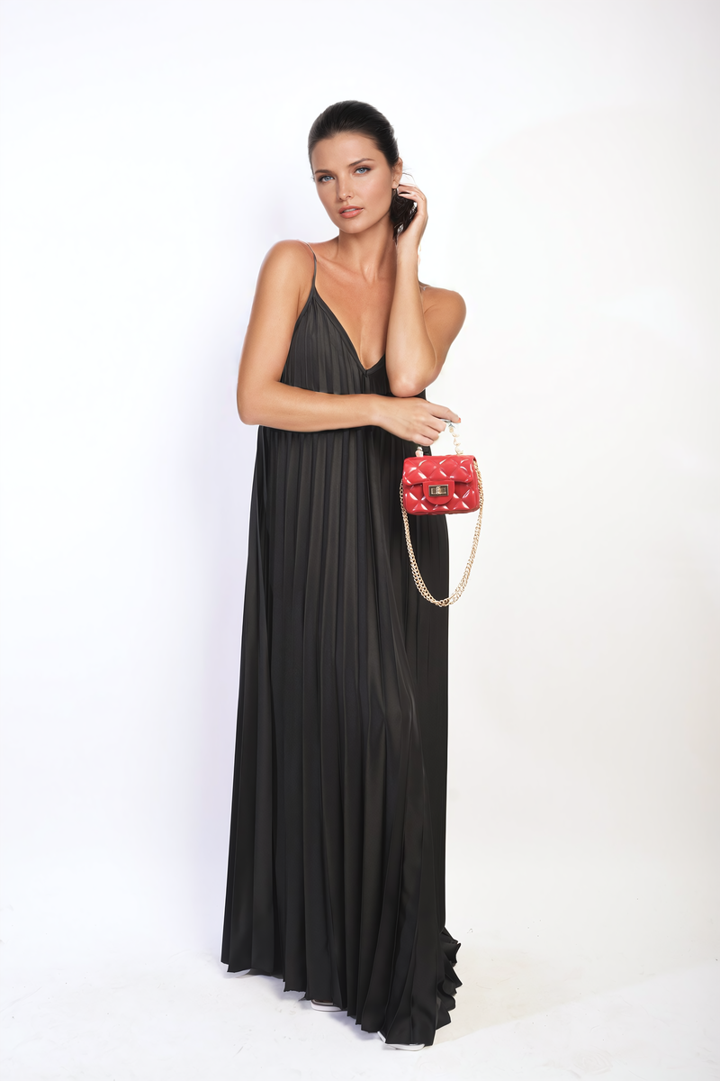 Ariana Pleated Strappy Maxi Dress