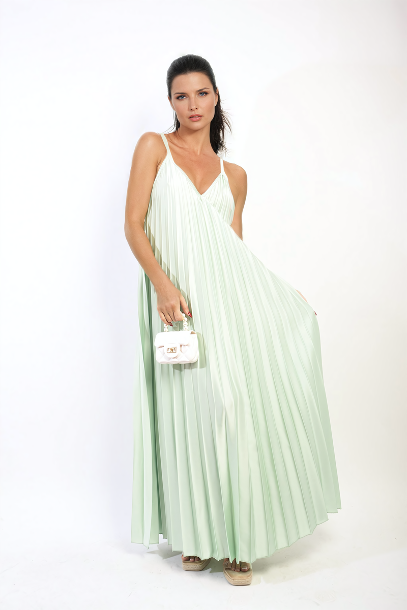 Ariana Pleated Strappy Maxi Dress