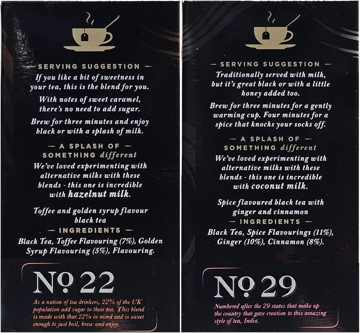 Twinings Nr22 Dark Caramel Nr 29 Chai String & Tag Tea Bags Limited Edition Pack