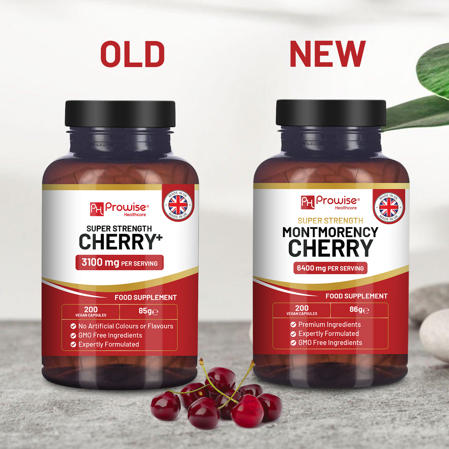 Cherry+ 3100mg with Black Cherry | Best Cherry Supplements for Gout | 200 Vegan Capsules for Men and Women | UK Made by Prowise Healthcare