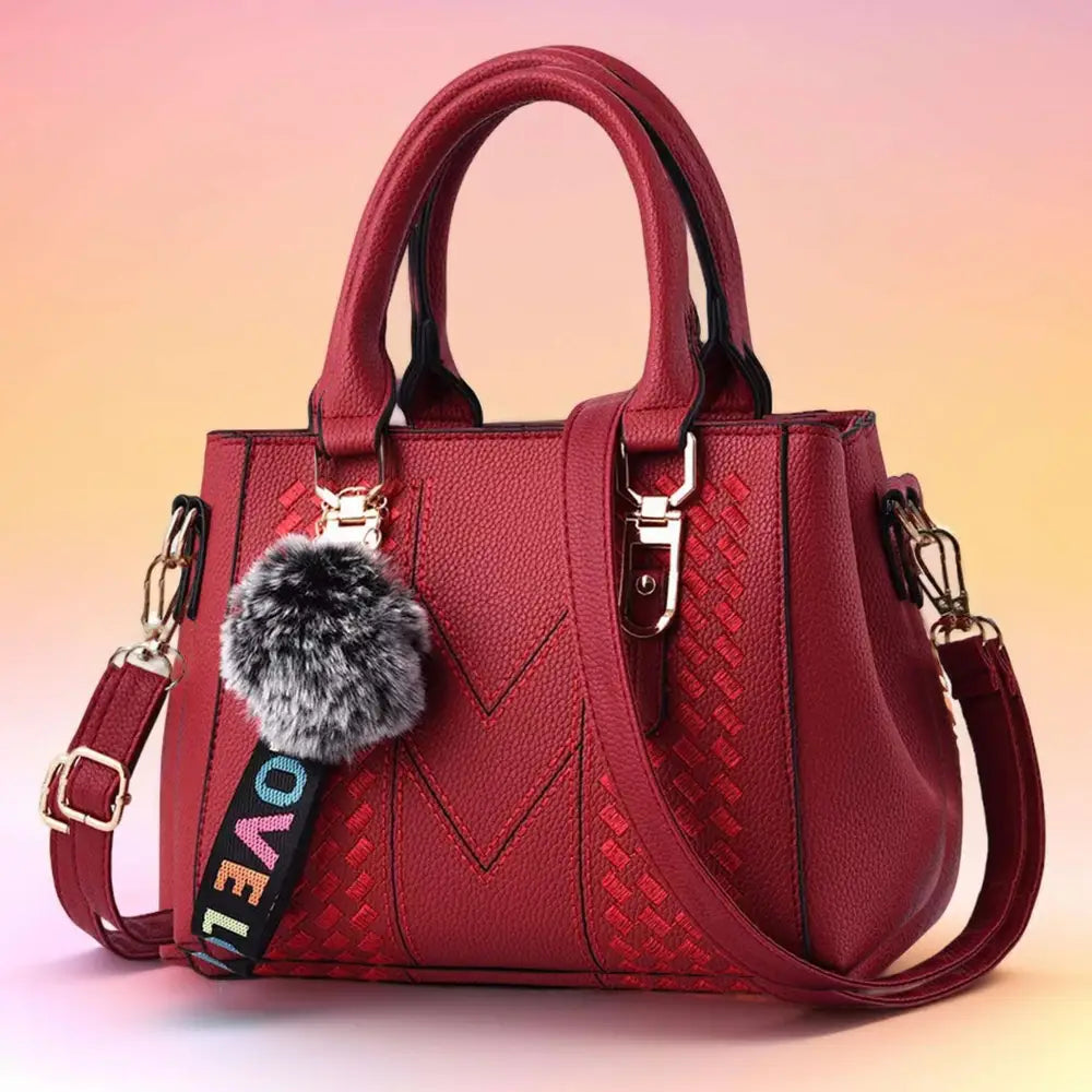 Embroidery Messenger Leather Handbag