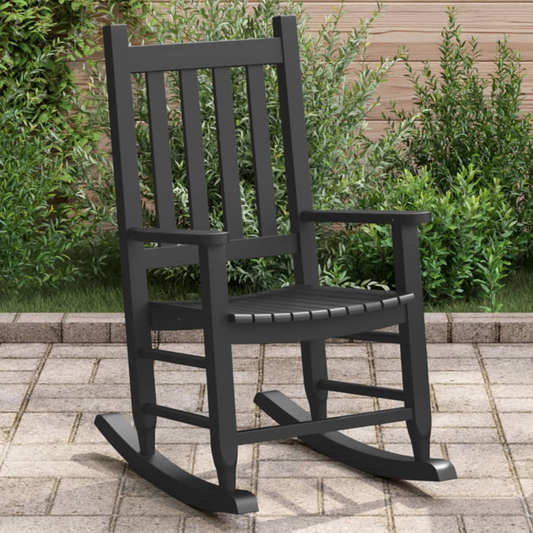 Rocking Chair for Children - Black Solid Wood Poplar