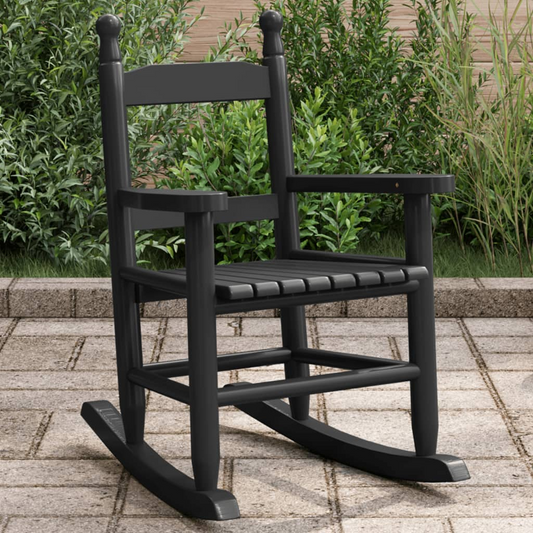 Rocking Chair for Children - Black Solid Wood Poplar