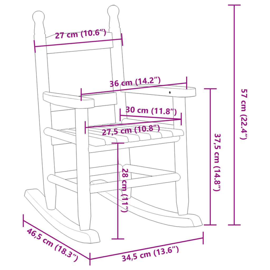 Rocking Chair for Children - Black Solid Wood Poplar