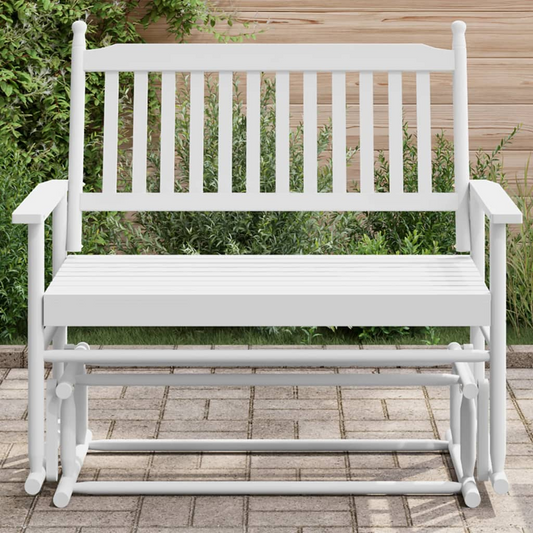 Glider Bench White 118x70x104.5 cm - Solid Wood Poplar