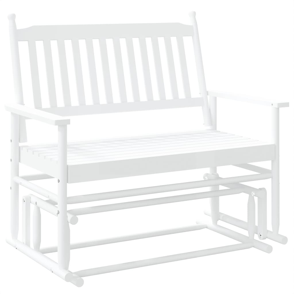 Glider Bench White 118x70x104.5 cm - Solid Wood Poplar