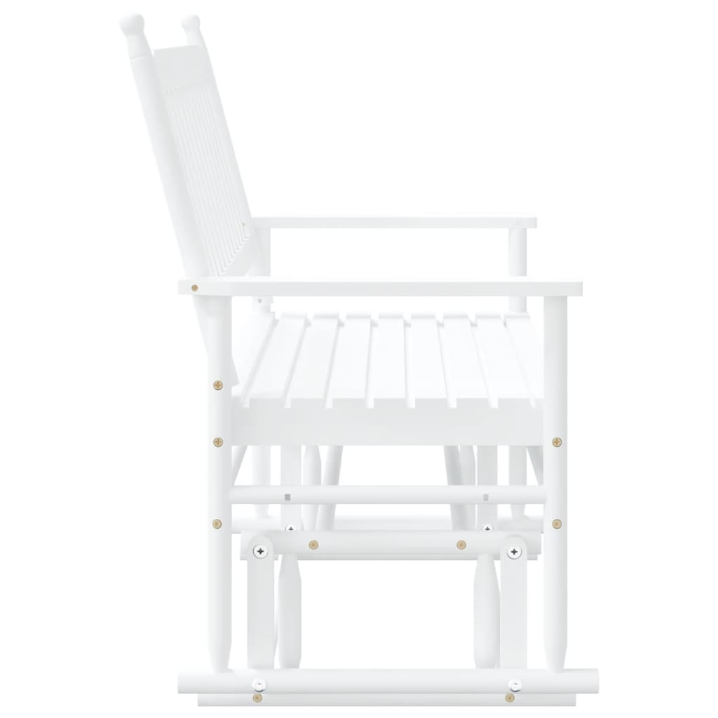 Glider Bench White 118x70x104.5 cm - Solid Wood Poplar