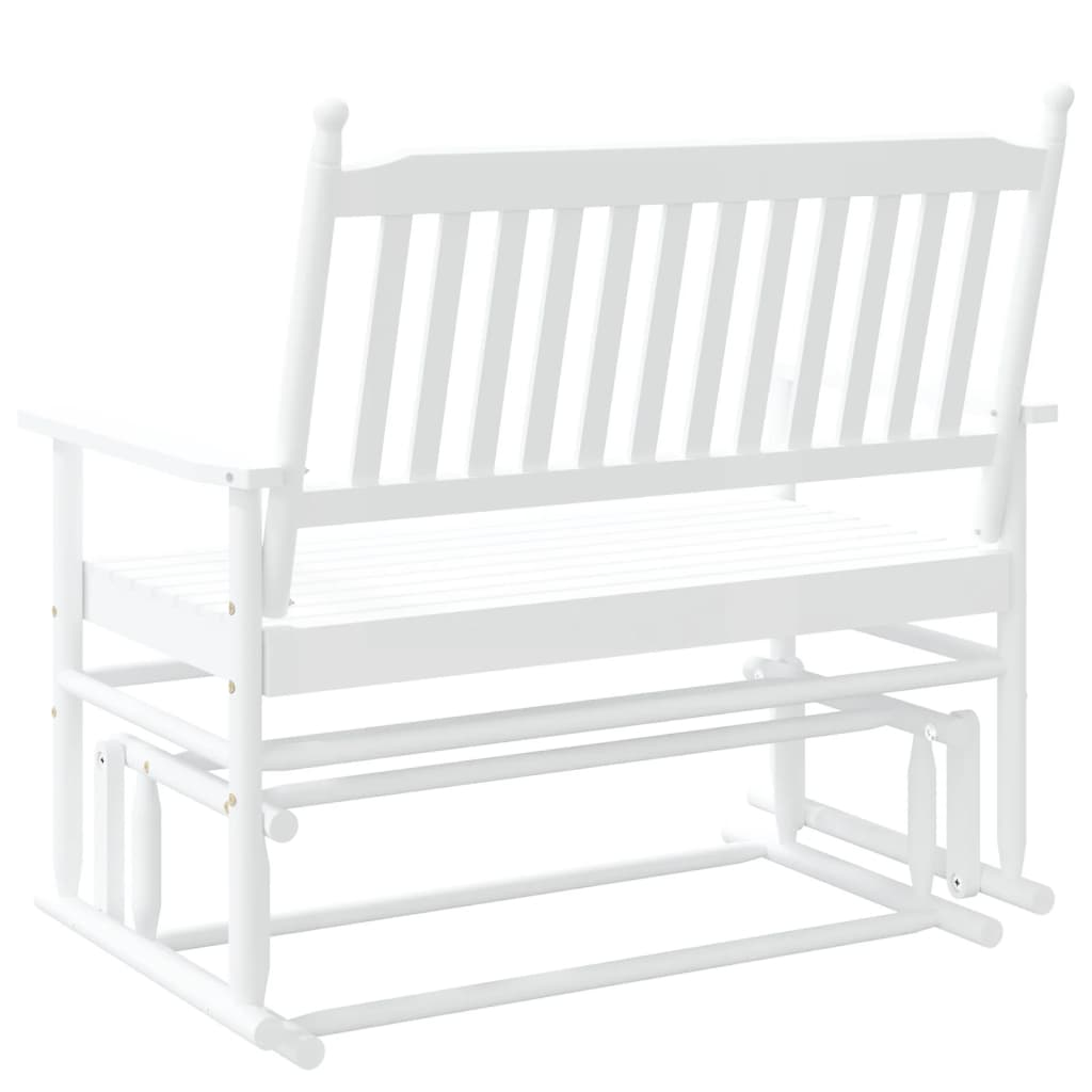 Glider Bench White 118x70x104.5 cm - Solid Wood Poplar