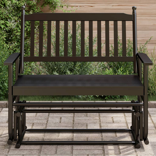 Glider Bench Black 118x70x104.5 cm - Solid Wood Poplar