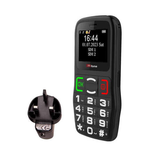 TTfone TT220 Big Button Mobile with Mains Charger, Vodafone Pay As You Go