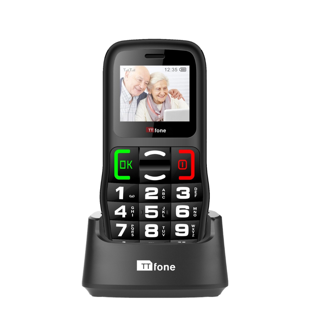 TTfone TT220 Big Button Mobile with Dock Charger, Vodafone Pay As You Go