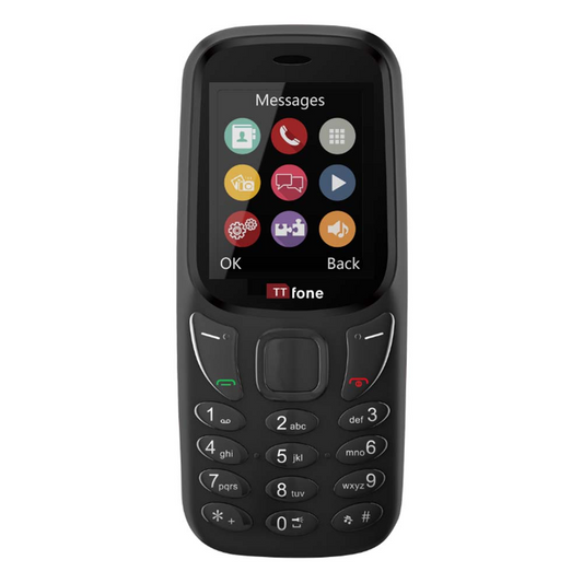 TTfone TT170 Black Dual SIM with USB Cable, Giff Gaff Pay As You Go