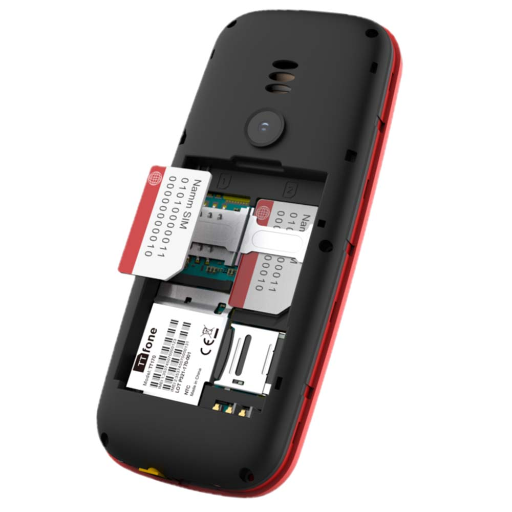 TTfone TT170 Red Dual SIM with Mains Charger, Giff Gaff Pay As You Go