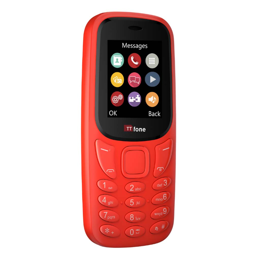 TTfone TT170 Red Dual SIM with Mains Charger, Giff Gaff Pay As You Go