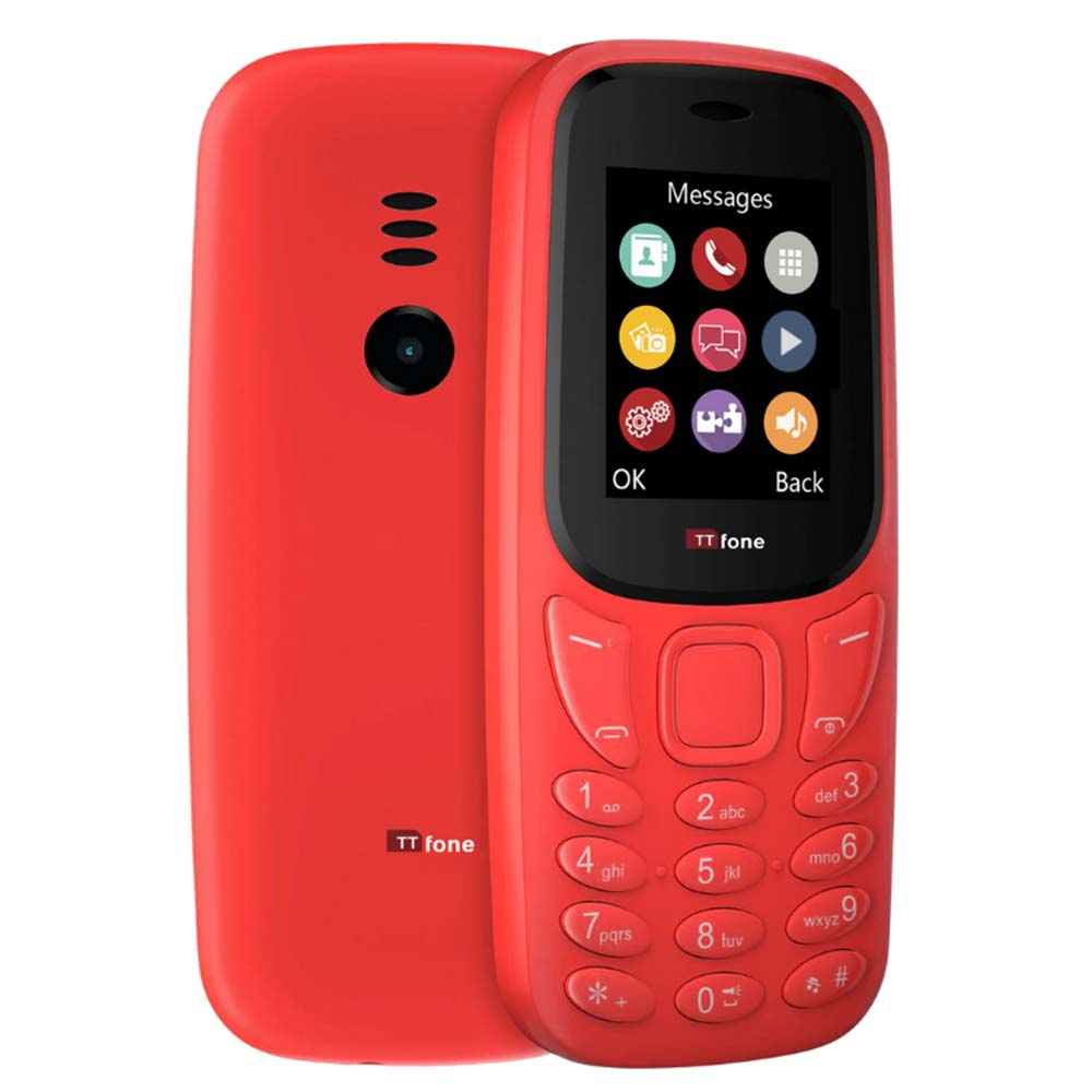 TTfone TT170 Red Dual SIM with Mains Charger, O2 Pay As You Go