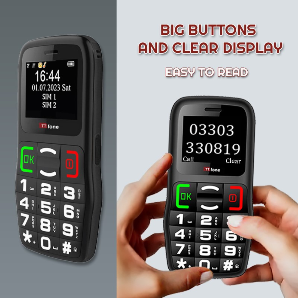 TTfone TT220 Big Button Mobile with USB Cable, O2 Pay As You Go