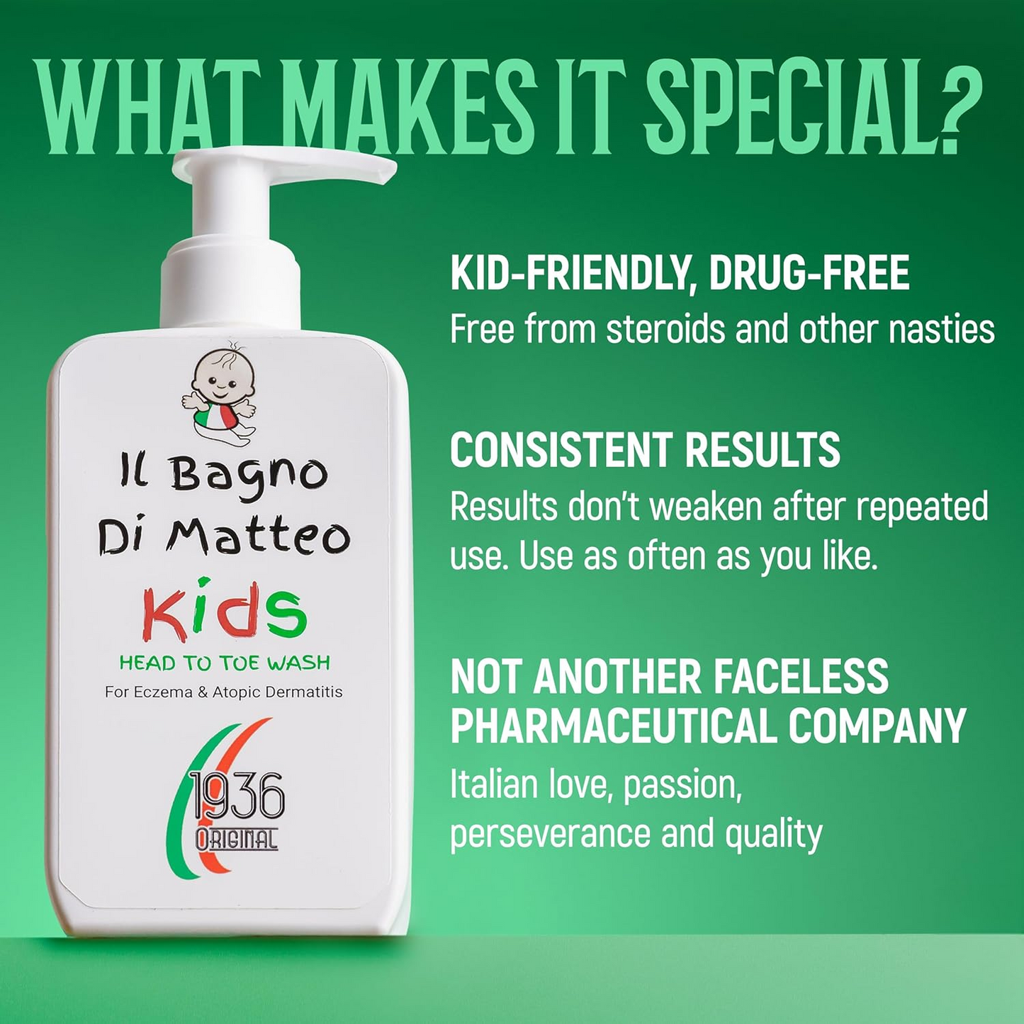 1936 Original. Il Bagno Kids Body Wash. For Eczema, Psoriasis, Dermatitis & Dry Skin.