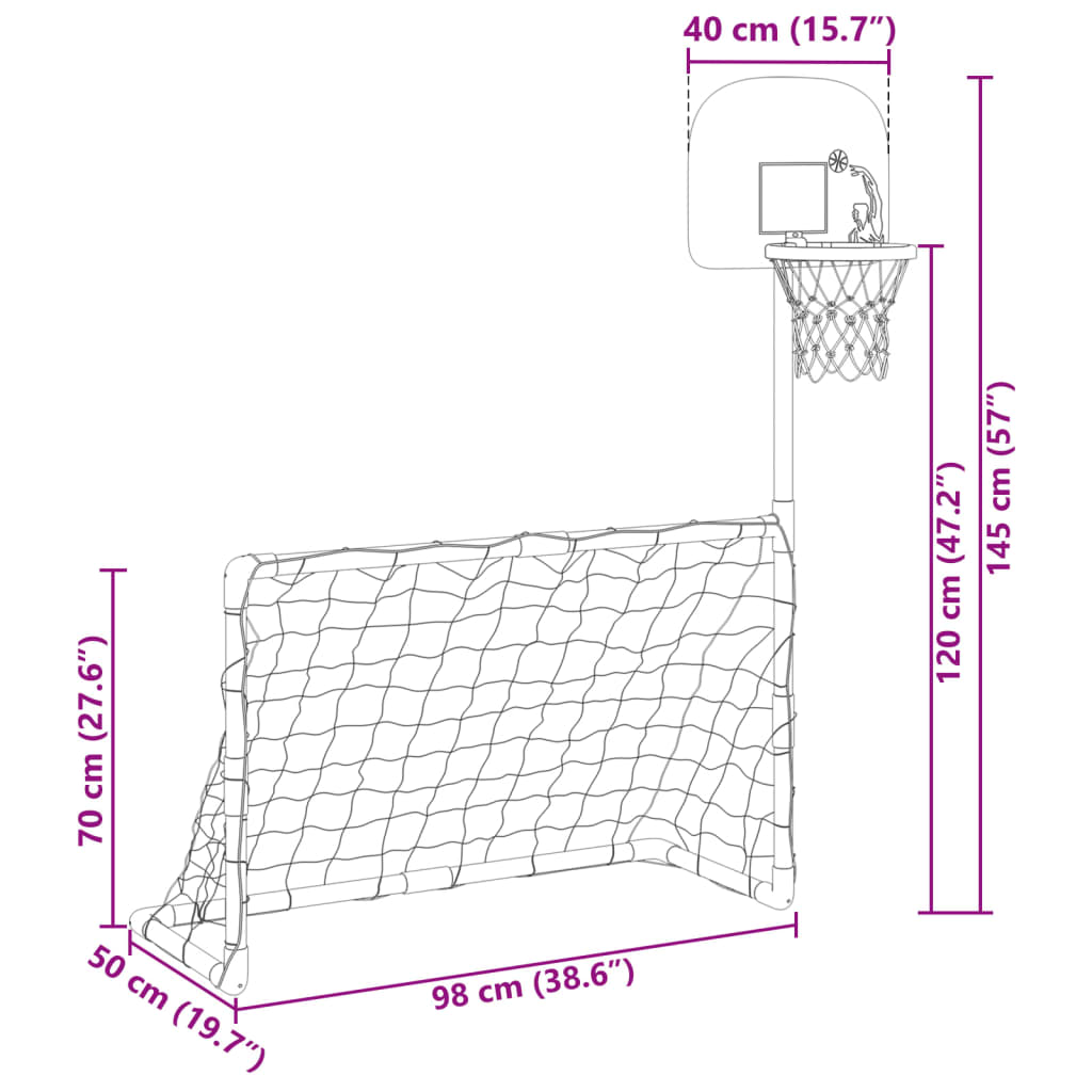 Children's Football and Basketball Set with Balls 98x50x70 cm