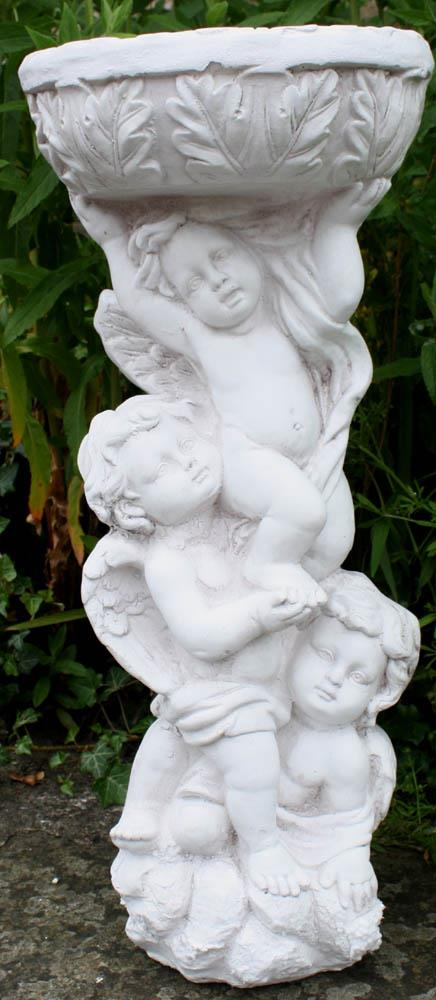 Stone Effect 3 Cherub Jardiniere Or Bird Bath