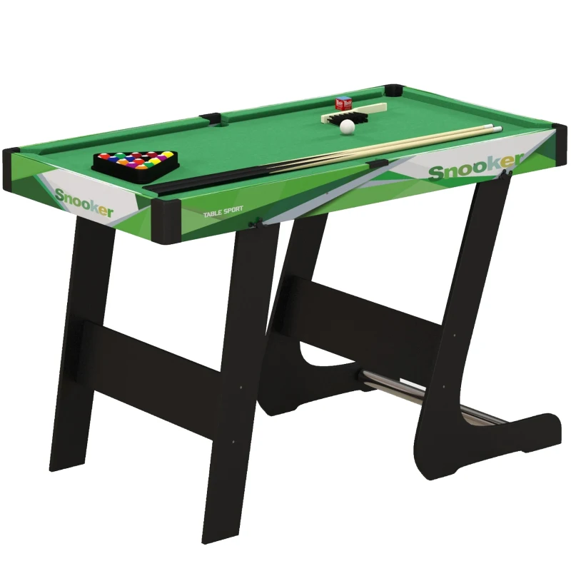 104cm Folding Mini Pool Table Set with 2 Cues, 16 Balls, Chalk, Triangle, Brush in Green by SPORTNOW