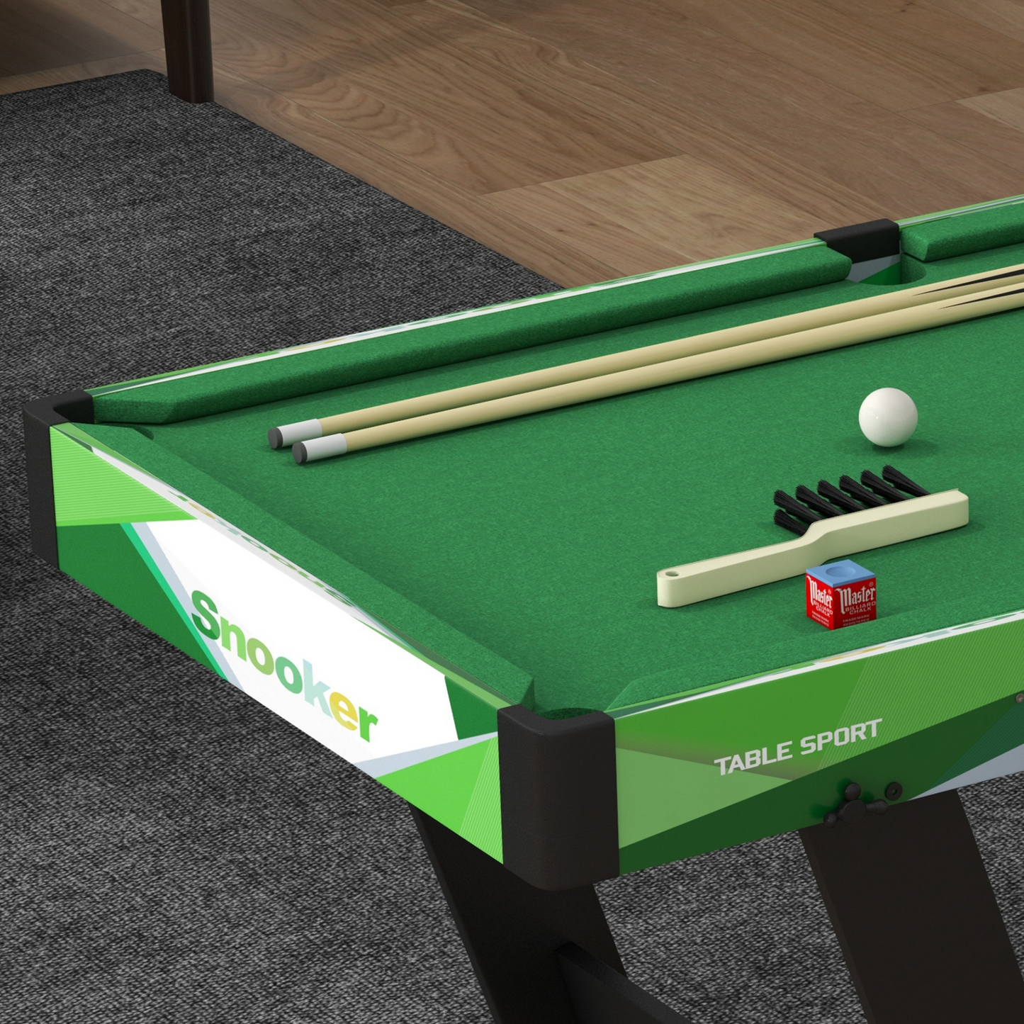 104cm Folding Mini Pool Table Set with 2 Cues, 16 Balls, Chalk, Triangle, Brush in Green by SPORTNOW