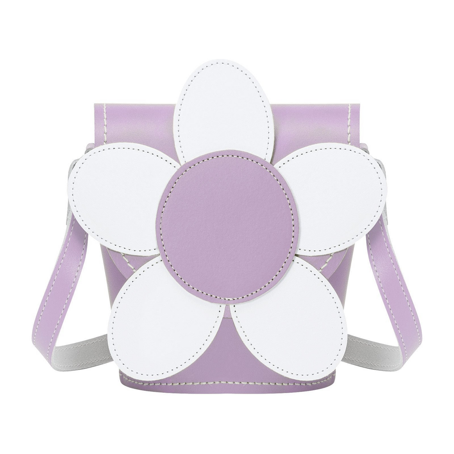 Handmade Leather Daisy Barrel Bag - Pastel Violet