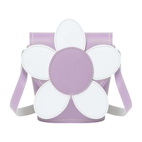 Handmade Leather Daisy Barrel Bag - Pastel Violet