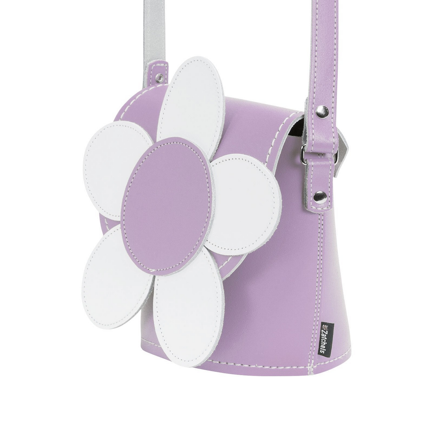 Handmade Leather Daisy Barrel Bag - Pastel Violet