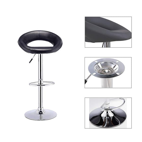 Bar Stools Set of 2 Faux Leatherr Bar Stools White Dinning Chairs,Bar Chairs With 360 Degree Swivel Adjustable Height(Black)