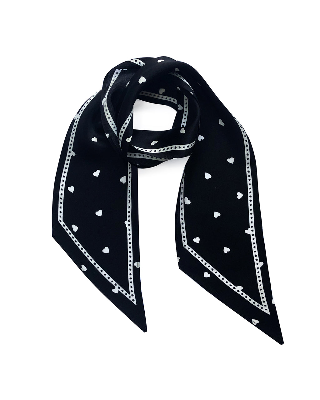 Tiny Hearts Silk Neck Scarf Black & White