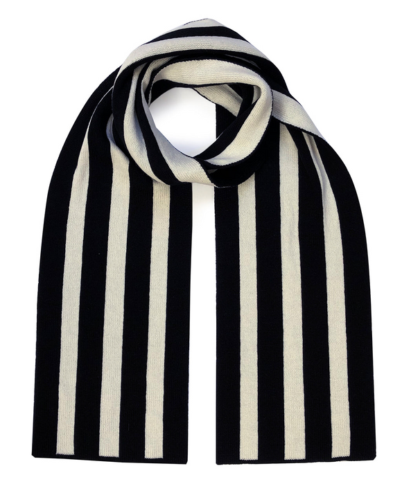 Stripes Wool & Cashmere Scarf Black