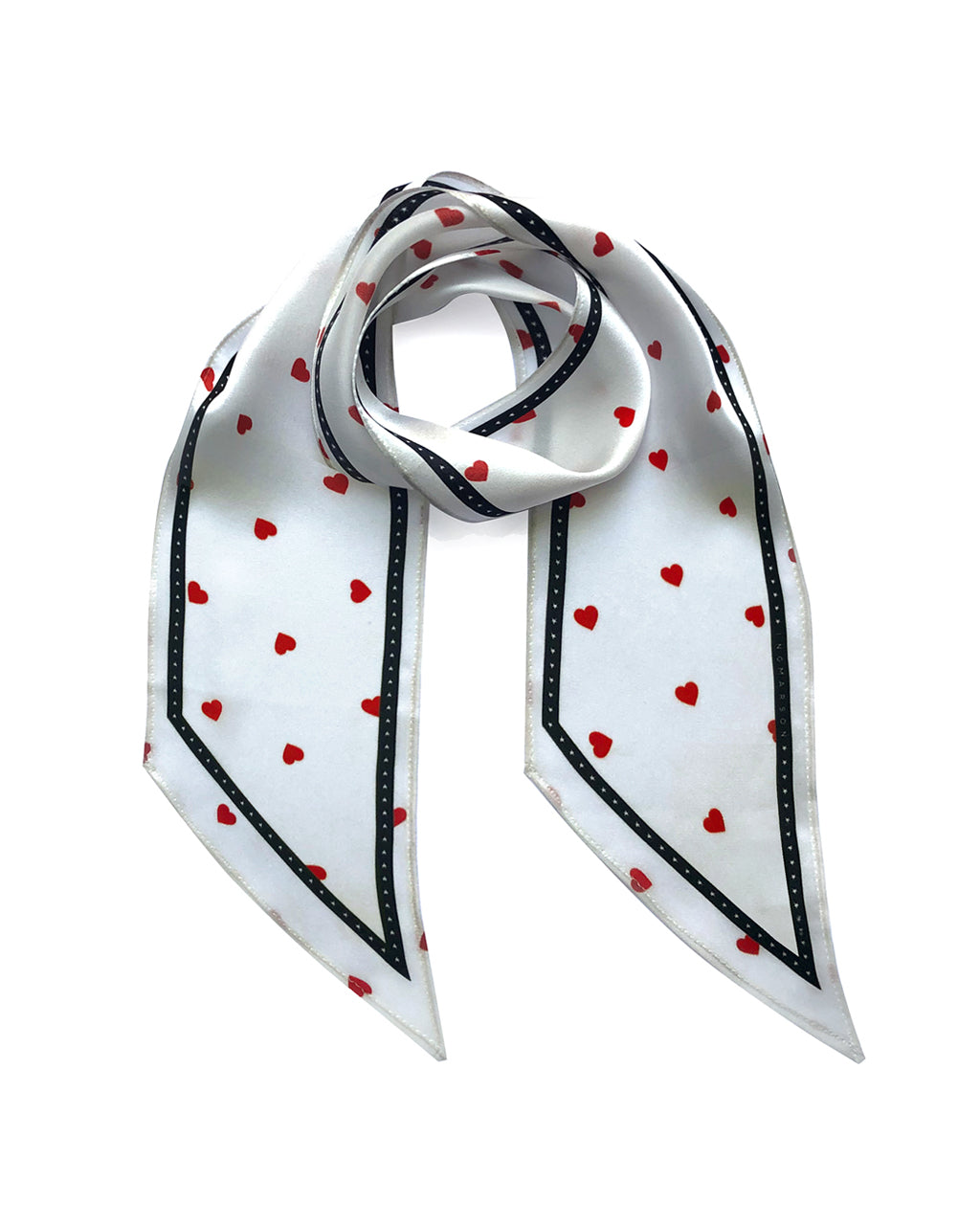 Tiny Hearts Silk Neck Scarf White & Red