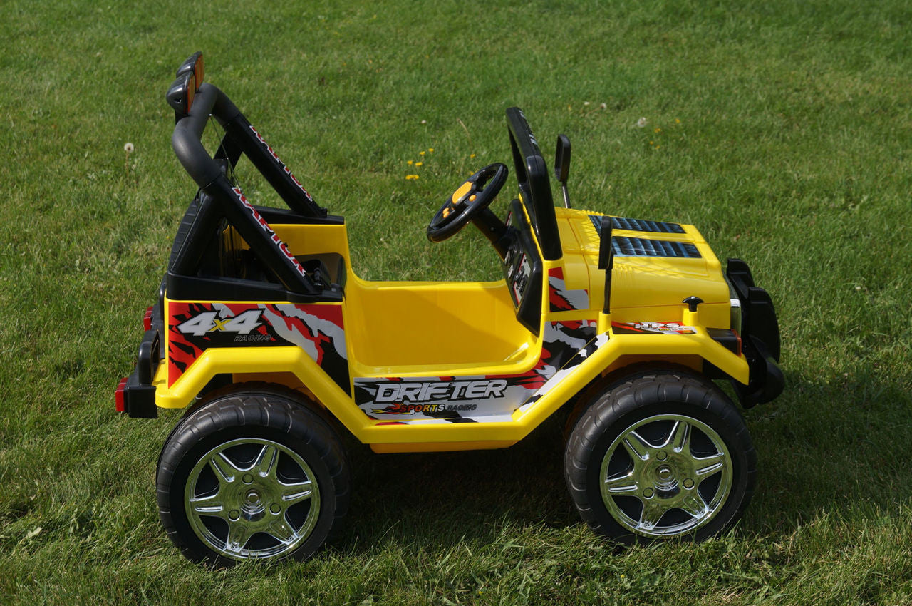 DRIFTER RAPTOR POWERFUL 12V ELECTRIC RIDE ON JEEP YELLOW