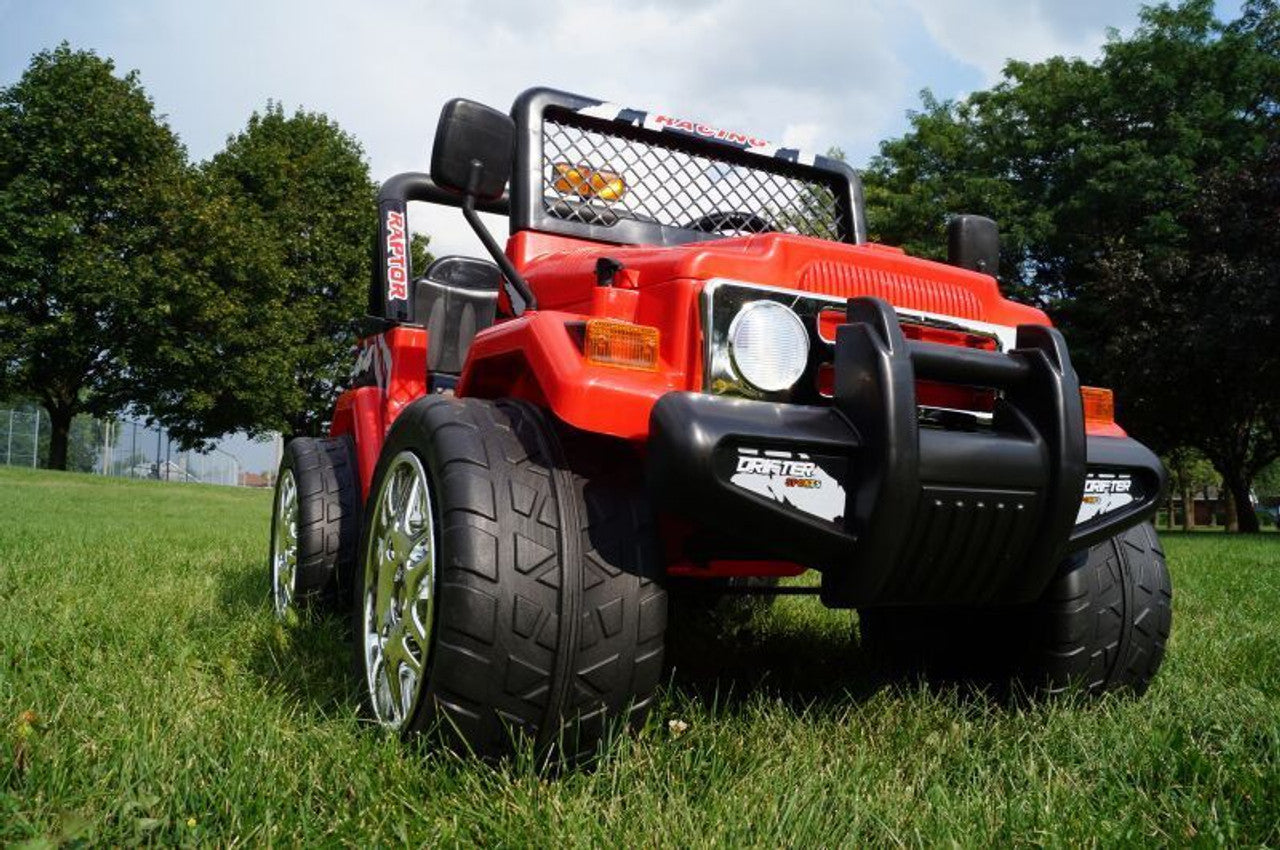 DRIFTER RAPTOR POWERFUL 12V ELECTRIC RIDE ON JEEP RED