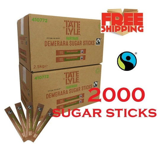 2000 Brown Sugar Granulated Sticks Sachets Fairtrade