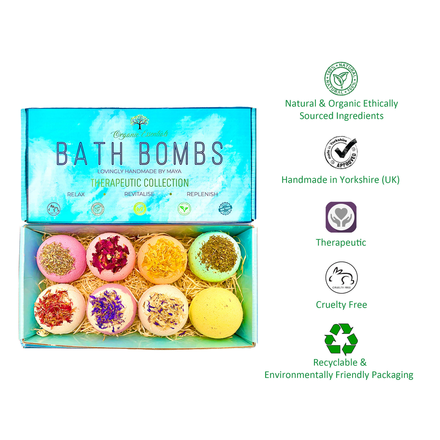 Luxury Therapeutic Natural Bath Bomb Gift Set