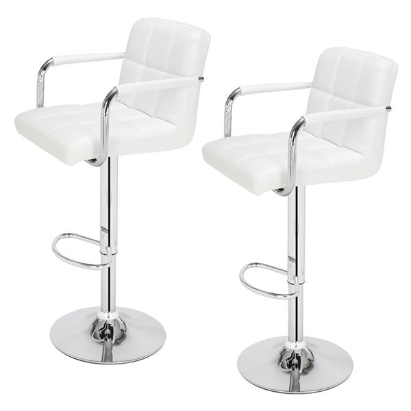 2pcs 60-80cm 6 Checks Round Cushion  Bar Stool - White