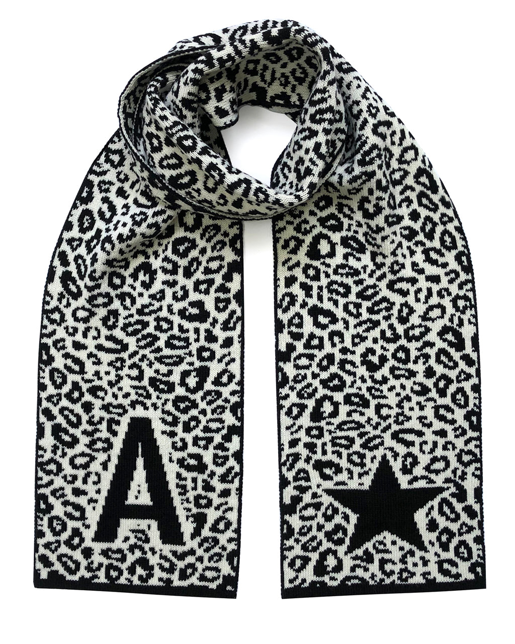 A-Z Initial Leopard Wool & Cashmere Scarf