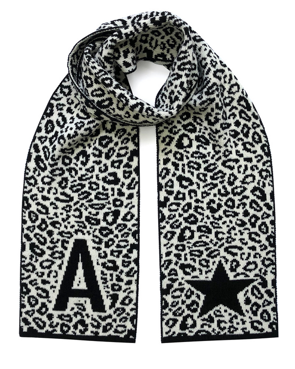 A-Z Initial Leopard Wool & Cashmere Scarf