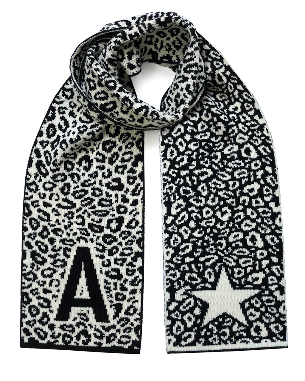 A-Z Initial Leopard Wool & Cashmere Scarf