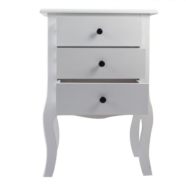 European Bedside Table-Three Pumps - White