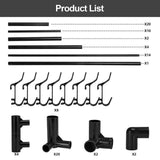 Coat And Hat Stand 8 Hooks Metal Shoe Rack 5 Tiers Shelf Hanger Black