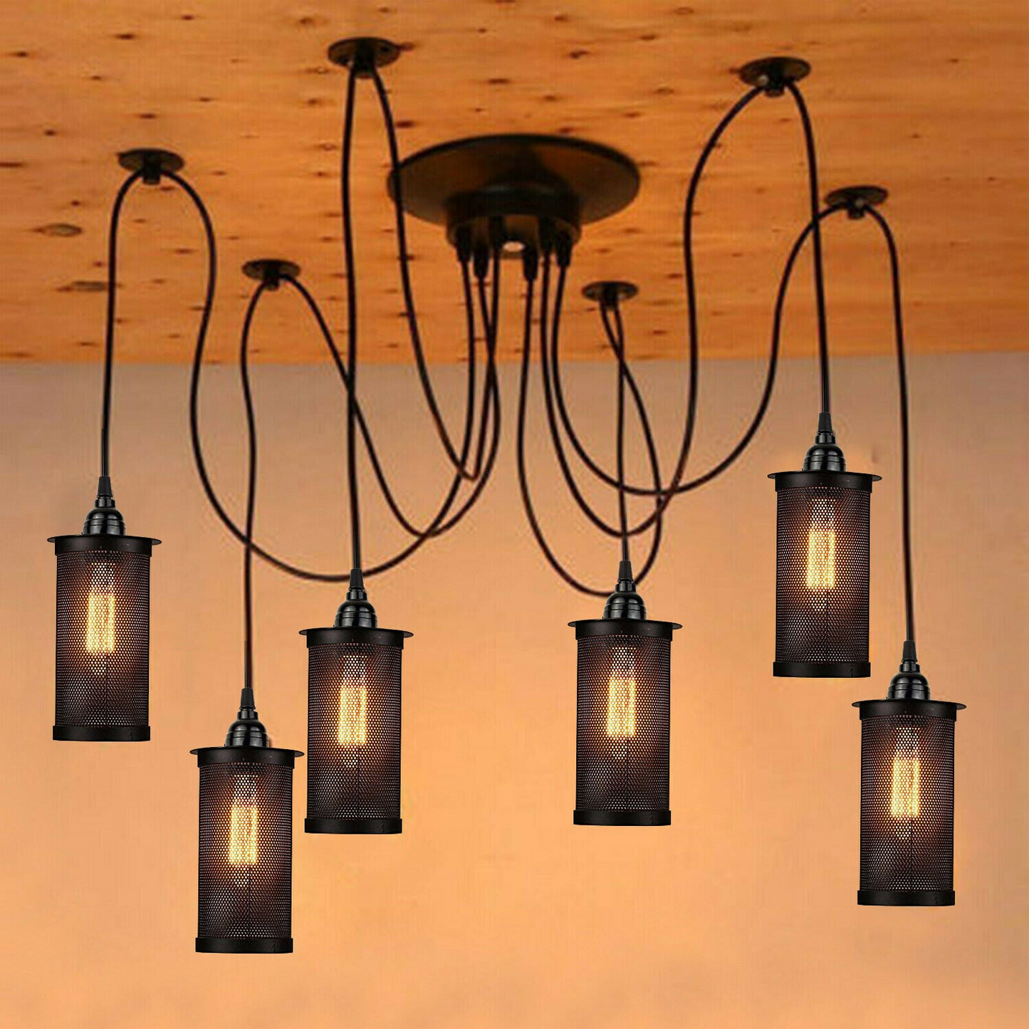 Retro Vintage Chandelier Ceiling Spider Light Industrial Pendant DIY Lamp E27