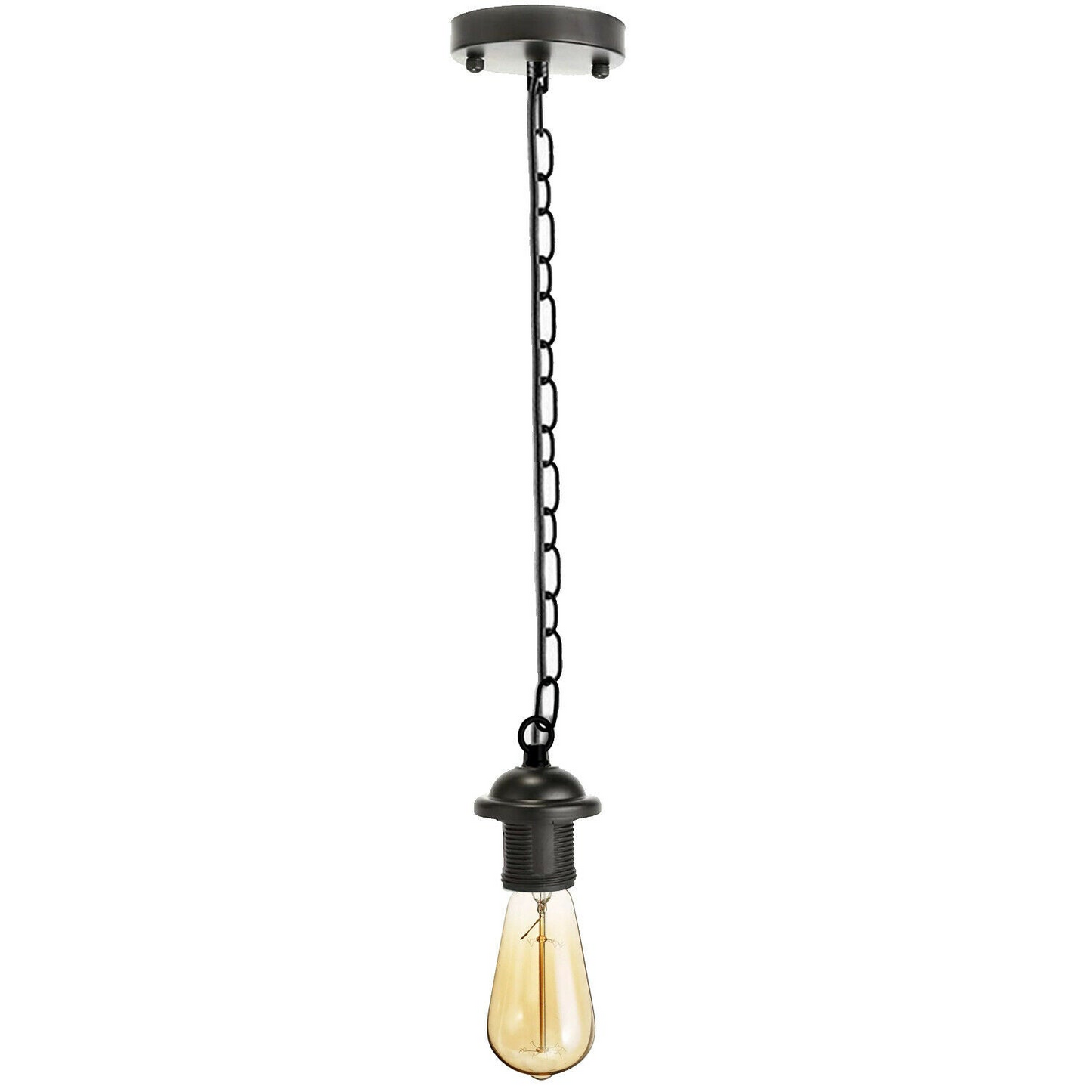 Black Metal Ceiling E27 Lamp Holder Pendant Light With Chain~1778