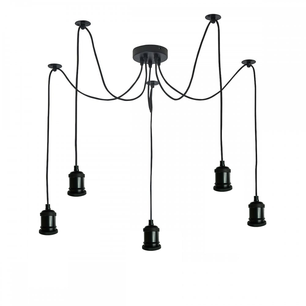 Spider Pendant Braided Fabric Flex Lamp Holder Black finish~1122